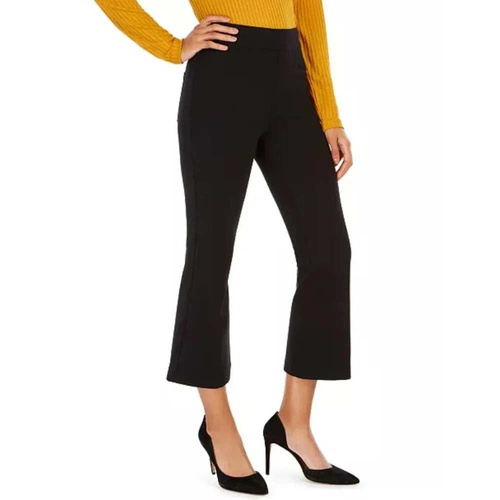 Spanx Perfect Pant Women XL Petite Black Cropped Flare Ponte Pull On Office - Picture 1 of 10